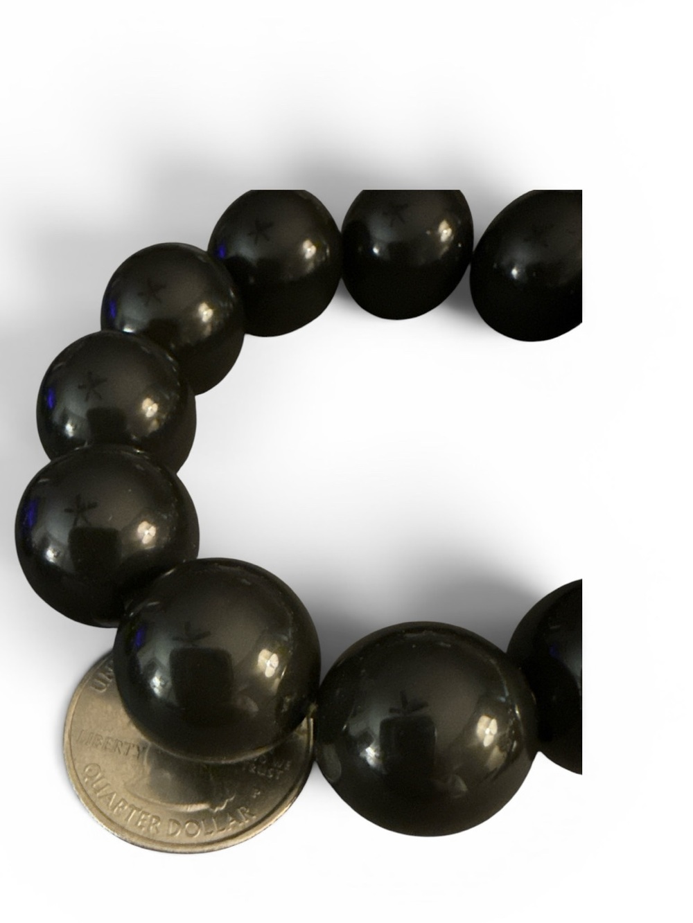 Vintage Monet Black Bead Necklace & Bracelet Set | Graduated Beads - Picture 5 of 8